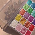 New 20/24/60Colors Watercolor Painting Pigments Set Shine Lightfastness Pearlescent Glitter Watercolor Paints Flowers Decor Art Powder Painting Pigments Set. 