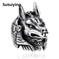 Sutuiying Ring For Men Gothic Punk Retro Male Ring Adjusta Exaggeration Ferocious Snake Wolf Lion Tiger Bulldog Exquisite Alloy. 