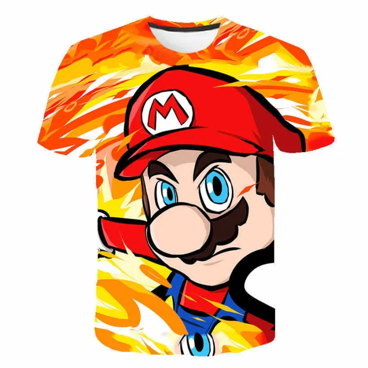 Super%20Mario%203D%20World%20Print%20T-Shirt%20Cartoon%20series%20summer%20new%20loose%20casual%20breathable%20short-sleeved%20top%20-%20Image%203