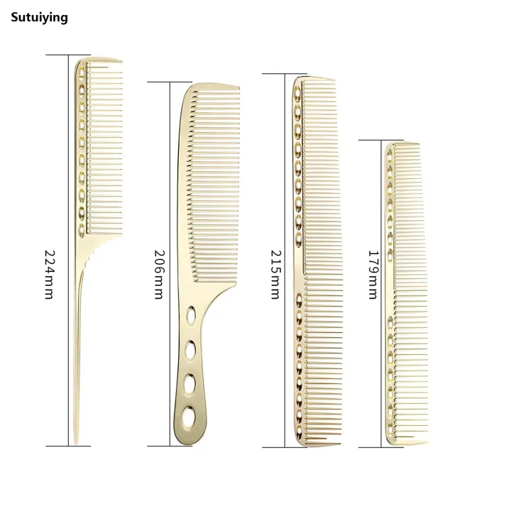 Sutuiying%204pcs%20Professional%20Comb%20Set%20Stainless%20Steel%20Space%20Aluminum%20Hairbrush%20Bargain%20price%20Salon%20Pointed%20Tail%20Comb%20Hair%20Brush%20Haircutting%20Barber%20Tools%20-%20Image%205