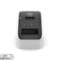 Brother QL-800 Monochrome Portable Wired Thermal Label Printer Max Print speed 40 ppm High Speed Professional Printer With USB 2.0 Print up to 62mm DK rolls width, Auto cut function. 