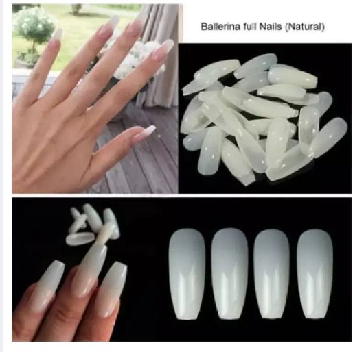 100 Pcs Fake Nails Cream Colors With Glue