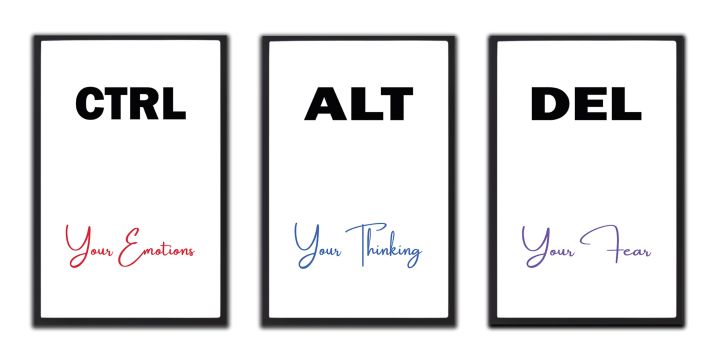 CTRL ALT DEL Wall Frame Set – Your Emotions, Thinking & Fear| Three Piece Frame