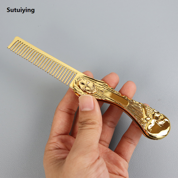 Sutuiying%201pcs%20portable%20stainless%20steel%20metal%20beard%20comb%20for%20men's%20Luxury%20beard%20styling%20tool%20pocket%20comb%20hair%20salon%20styling%20-%20Image%204