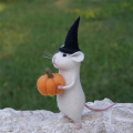 Halloween Mouse with a Pumpkin Felted Animals, Needle Felted Christmas Mouse, Wool Felt Handmade Halloween Decorations D. 