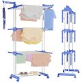 4-Tier Foldable Clothes Drying Rack | Space-Saving Metal Laundry Stand with Side Wings & Wheels | Cloth Hanger. 