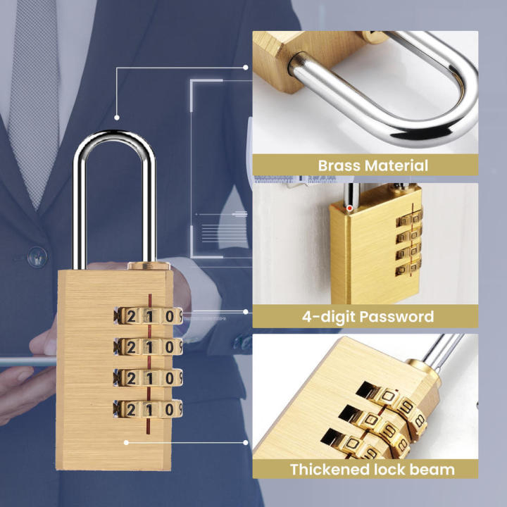 About 6*2cm Copper Mini Combination Lock Anti- Copper Luggage Padlock ...