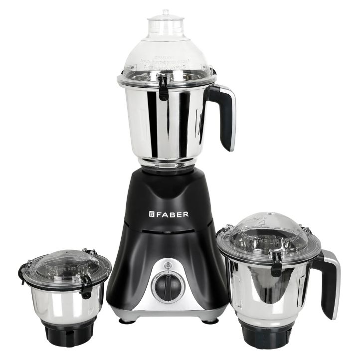 Faber Hilux 550W Blender Mixer Grinder, 3 SS clip lock jars & blades || low-noise copper motor, up to 18000 rpm speed || 2 year comprehensive warranty (FMG HILUX 550 W 3J NERO) Black