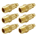Brass Industrial Air Hose Connect Plug Air Compressor Pneumatic Coupler Fitting Adapter 1/8 Inch NPT Male-6PCS. 