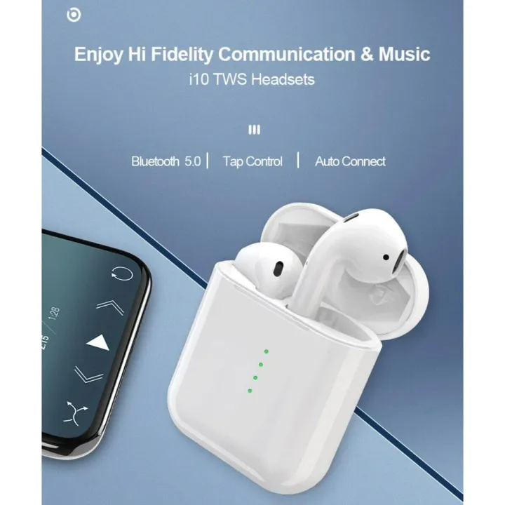I10%20Tws%20Bluetooth%205.0%20Earbuds%20Tap%20Control%20Automatically%20Pairing%20-%20White%20-%20Image%203