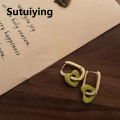 Sutuiying Simple Design Silver Color Hollow Heart Hoop Earrings For Women New Brand Fashion Ear Cuff Piercing Vintage Earring Gift. 