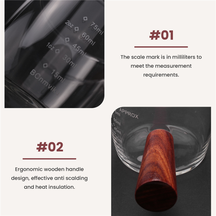 LKPCIGCXM%20Glass%20Measuring%20Cup%20Espresso%20Glass%2075ML%20Triple%20Pitcher%20Barista%20Single%20Spouts%20with%20Wood%20Handle%20-%20Image%207