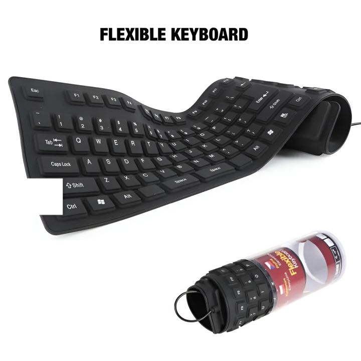 Flexible Keyboard, USB Wired 85 Keys Rollup Silent Typing Soft Touch Keyboard for PC Notebook Laptop(Black)