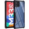 Samsung Galaxy M33 5G Case Protective Shockproof Cover - Black and transparent back. 