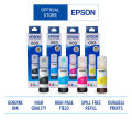 Epson 003 Ink 65ml  Original Ink (Black, Cyan, Magenta, Yellow for Epson Printer) Tri-Color Genuine Ink Bottle (Pack of 4). 