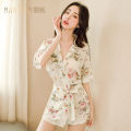 Man smoke lingerie printed kimono nightdress sexy see-through outfit japanese style yukabe loungewear TNY1822. 