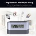 Multifunctional Home Office Digital Snooze Alarm Clock Pen Holder Lcd Clock. 
