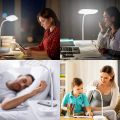 60 LED Desk Lamp for Home Office, Eye-Protection 3 Color Modes Lighting, Stepless Dimming, Gooseneck Adjustable Press. 