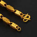 Necklace pattern Great Wall design fashion European and American Qingwen 24K999 men's pure carved booth supply. 