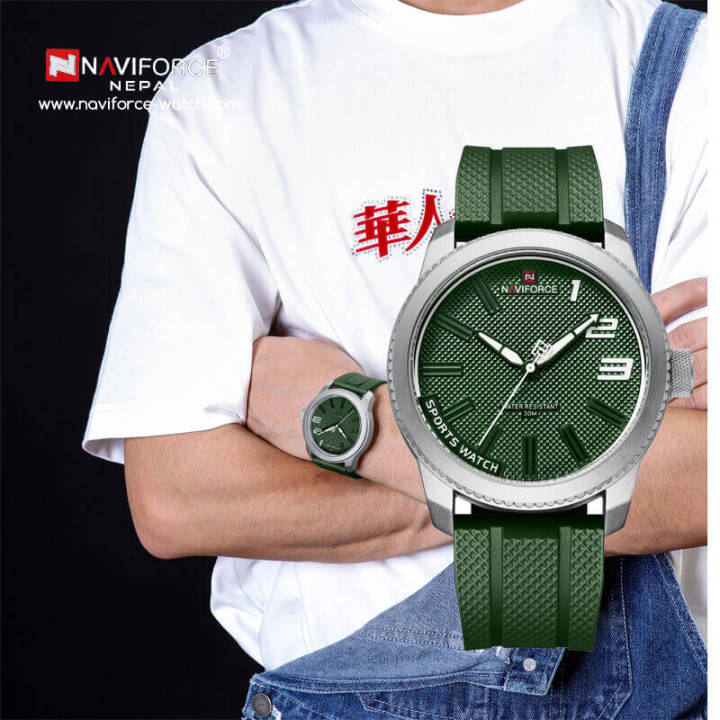 NaviForce NF9202T Men Watch Creative Design Fashion Silicone Strap Analog -  Green | Daraz.com.np