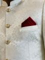 White Prince Coat For Men With Pocket Square. 