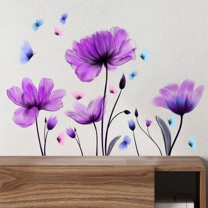 Wall%20Stickers%20Purple%20Flowers%20Home%20Room%20Decoration%20Bedroom%20Living%20Room%20Adhesive%20Bathroom%20Wall%20Furniture%20Door%20House%20Interior%20Decor%20-%20Image%203