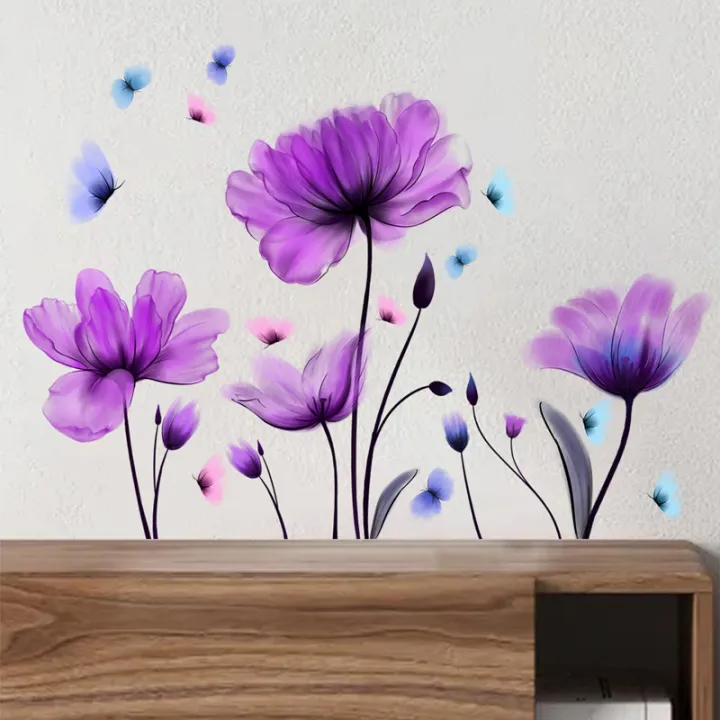 Wall%20Stickers%20Purple%20Flowers%20Home%20Room%20Decoration%20Bedroom%20Living%20Room%20Adhesive%20Bathroom%20Wall%20Furniture%20Door%20House%20Interior%20Decor%20-%20Image%203