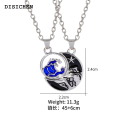 DISICHEN Sales promotion Cute Sun And Moon Pendant Necklace Blue Black Colors Mountain Sea Wave Chain Choker For Lovers Couple Best Friends Party Gift. 