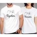 White Couple  Forever Together Printed T-Shirt For Men & Women. 