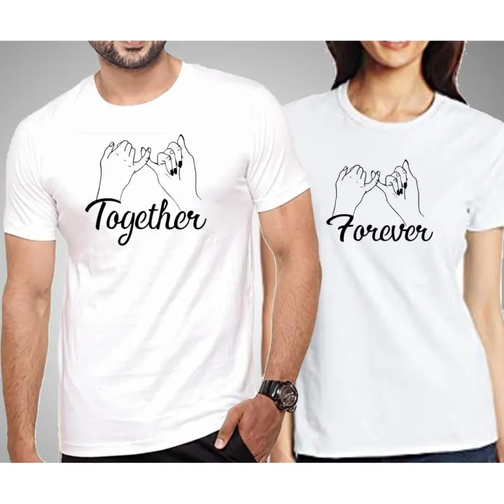 White%20Couple%20%20Forever%20Together%20Printed%20T-Shirt%20For%20Men%20&%20Women%20-%20Image%202