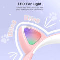 Wiresto Over The Ear Headphones Cat Ear Headsets RGB Light Cat Ear Cute USB Wired Headset Gaming Headphones HiFi Sound Bass Wireless Earphones Foldable Design Headphones with 180° Adjustable Microphone. 