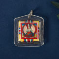 Tibetan Tangka Green Tara Buddhism Keychains Small Pendants Pocket Fengshui Key Chain Buddhist Decoration JINBING. 