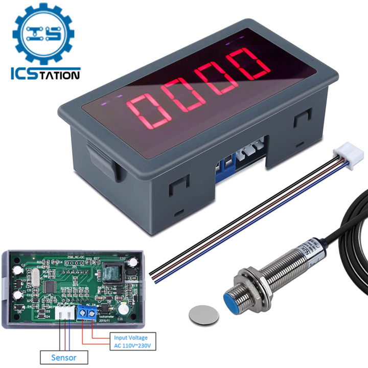 Digital LED Tachometer RPM Speed Meter AC 110V 220V 4Bit Motor ...