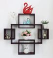 Floating Wall Rack Shelves Decorative, Home for Living Room and Bedroom & Office MDF Wall Shelf (Number of Shelves - 5) (Black). 