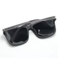 Matte Black Polarized Square Frame Sunglasses For Men | UV 400 Protection Solid Square Sunglasses For Men. 
