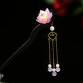 Wooden Hairpin Elegant Flower LED Hair accessory Handmade Hair stick for Daily wear Wedding Party Traditional Chinese costume Gift. 