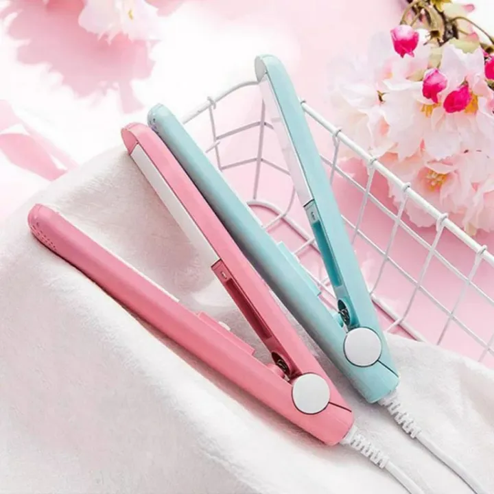 Mini Hair Straightener: Crystal Flat Iron for Styling Bangs and Curls - Portable and Fashionable