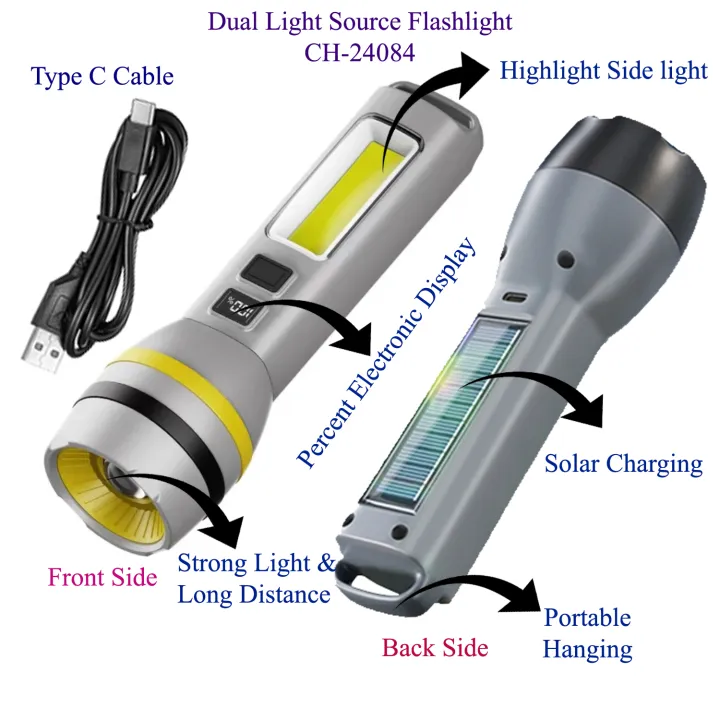 Dual%20Light%20Source%20Flashlight%20CH-24084%20%E2%80%93%20Rechargeable,%20High-Power%20Wick,%20Battery%20Display,%20Side%20Light,%20Telescopic%20Zoom%20&%20Portable%20Design%20for%20Camping,%20Emergencies%20&%20Outdoor%20Use%20-%20Image%204