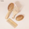Sutuiying 4PCS bamboo and wood massage comb set, detoxification hair brush, Fashion scalp massager anti-static, suitable for household use. 