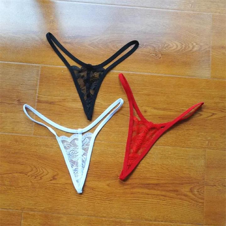 3 PCS/Set Mini Lace G String Thong Panties Bikini for Women Transparent Underwear Ladies Lingere Panty