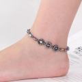 Europe and The United States Creative Models Handmade Circle Star Magnetic Black Stone Plating AB Colour Beach Ladies Anklet. 