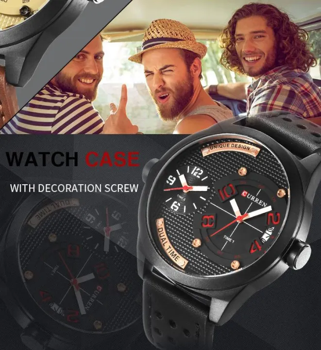 CURREN%20%208252%20Dual%20Time%20Analog%20Quartz%20Watch%20For%20Men-%20Red/Black%20-%20Image%205