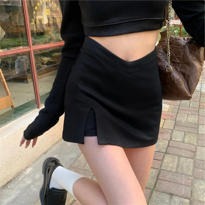 2024%20spring%20summer%20stretch%20wrap%20hip%20skirt%20sexy%20v-shaped%20waist%20slit%20culottes,%20high-waisted%20slimming%20skirt,%20hot%20girl%20miniskirt%20-%20Image%202