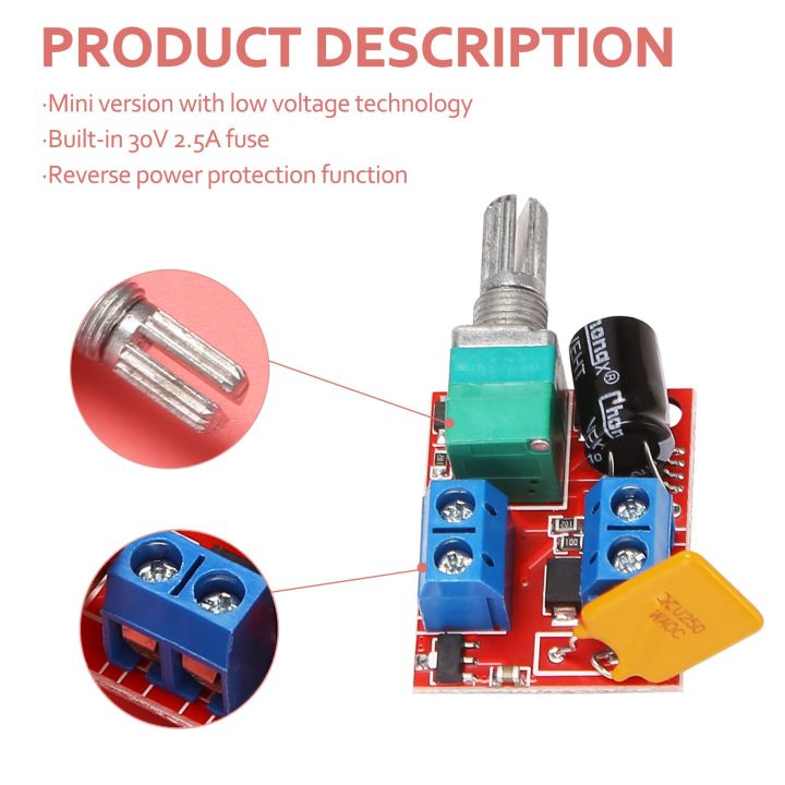 JAERBEE%20Mini%20DC%20Motor%20PWM%20Speed%20Controller%203V%206V%2012V%2024V%2035VDC%2090W%205a%20DC%20Motor%20Speed%20Control%20Switch%20LED%20Dimmer%20-%20Image%204