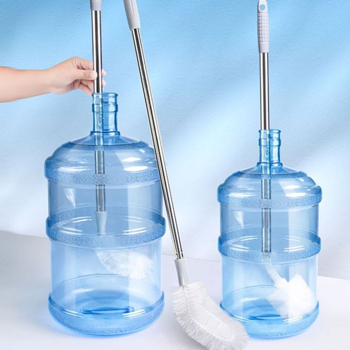 Brush Cup Scrubber Scratch-Free Bucket Brush Stainless-Steel Gray Water Bottle Cleaner Brush Deep Clean Long Handle Washing Bottle Brush Water Bottle