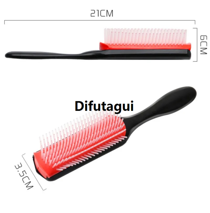 Difutagui Hair Comb 4c Straight Curl Barber Salon Massage Scalp Hair Brush Profesional Styling Knots Ladies Denman Line 4 Colors 9 Brush Wet