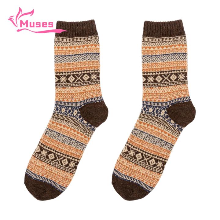 Stockings Design Cololock Sportswear Home Socks Middle Tube Knit Non Slip Warm 【2025 Version】 Ethnic Style MallMuses Multi Color Socks Men's Winter Socks Daily Use