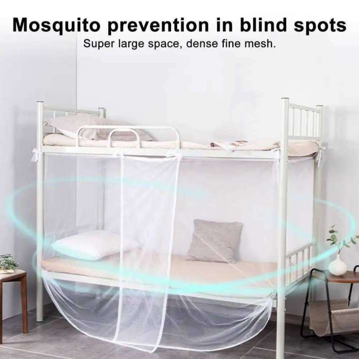 Foldable Single Mosquito Net Breathable Dormitory Bunk Bed Curtain with Fine Mesh Canopy for Home College Use