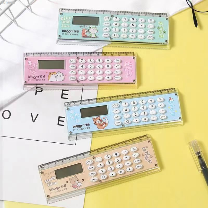 Uonevic 2023 cm Kids Ruler Calculator Multi-function Cute Cartoon Ruler ...