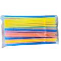 Disposable multicolor plastic drinking straw. 